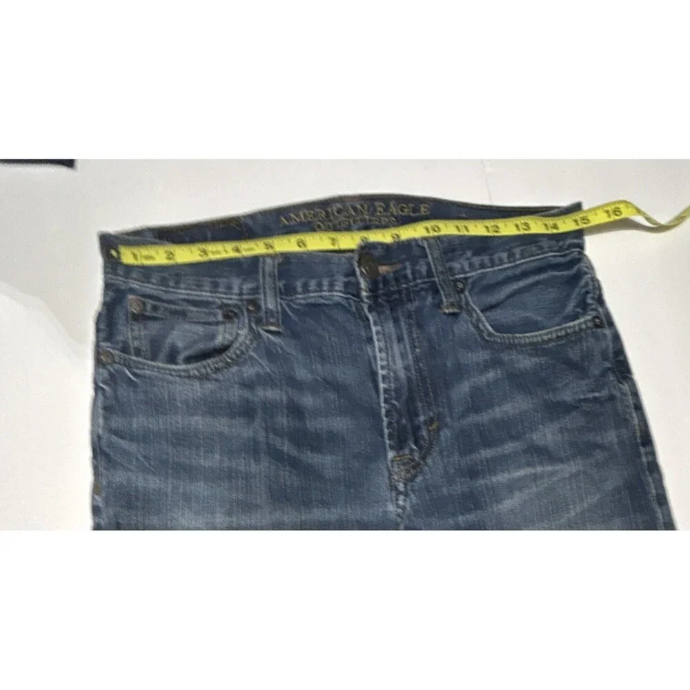 American Eagle Men's 30 x 34 Blue Denim Jeans Slim Fit Straight Leg Stretch
